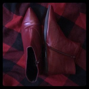 Red flat ankle booties!